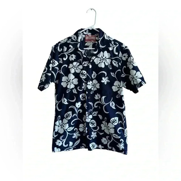 RJC Hawaiian Shirt Medium Blue White Floral - Picture 1 of 9